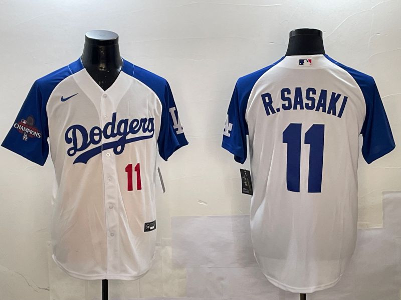 Men Los Angeles Dodgers #11 R.Sasaki White Fashion Game 2025 Nike MLB Jersey style 3